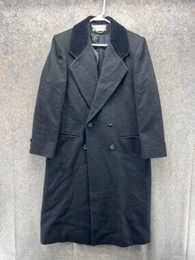 Pavilion Coat Womens Petite Large Black Wool Long Double Breasted Vintage USA